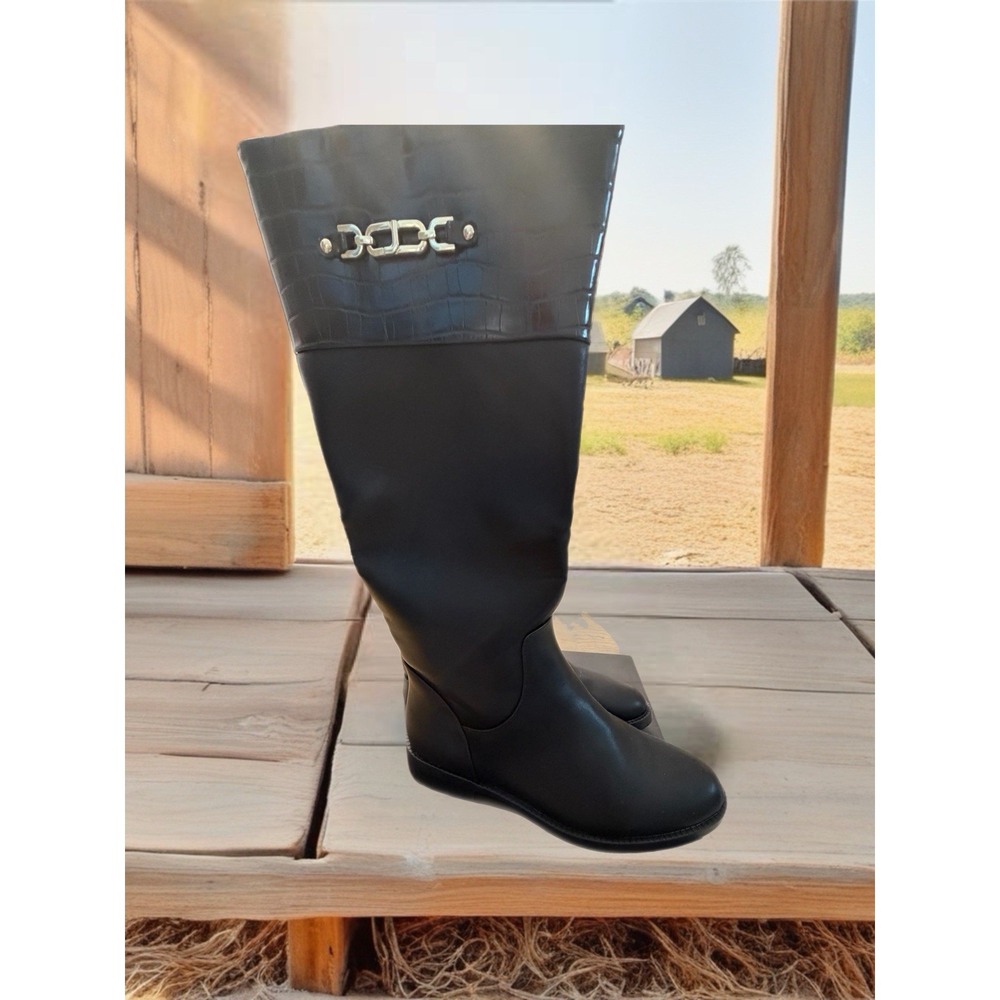 Leather Like Knee high riding boots jones new york Minnella boots, croc embossed